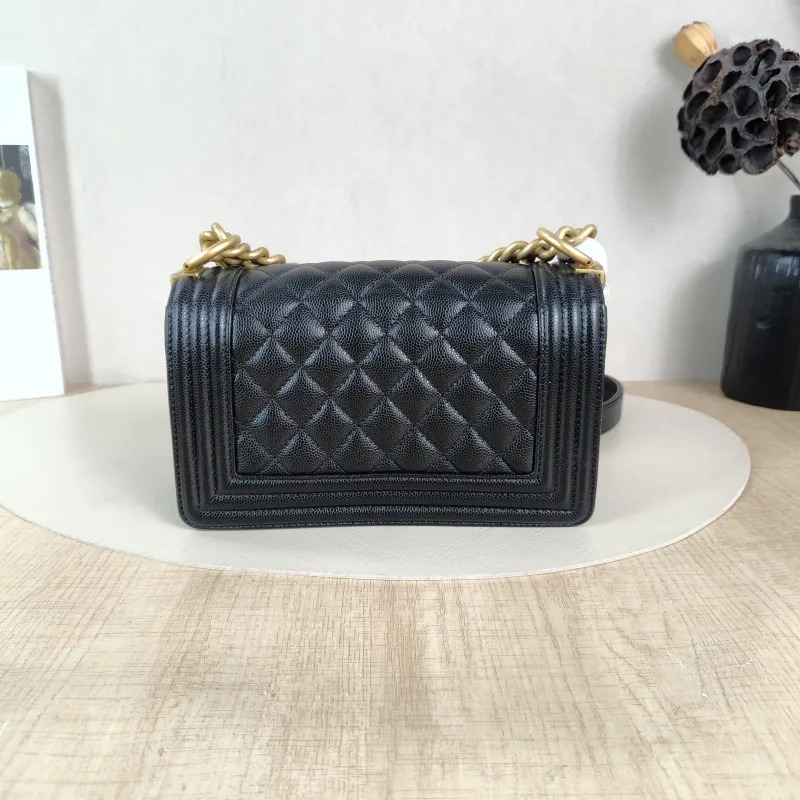 Chanel Crossbody Bag Le Boy Black Grained Calfskin Small 20.5 × 8.5 × 12 cm 25 — cover view 2 of 6