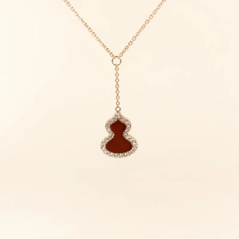 Qeelin Necklace Wulu Collection Necklace Red Agate Diamond18KR ose Gold One Size 40cm
