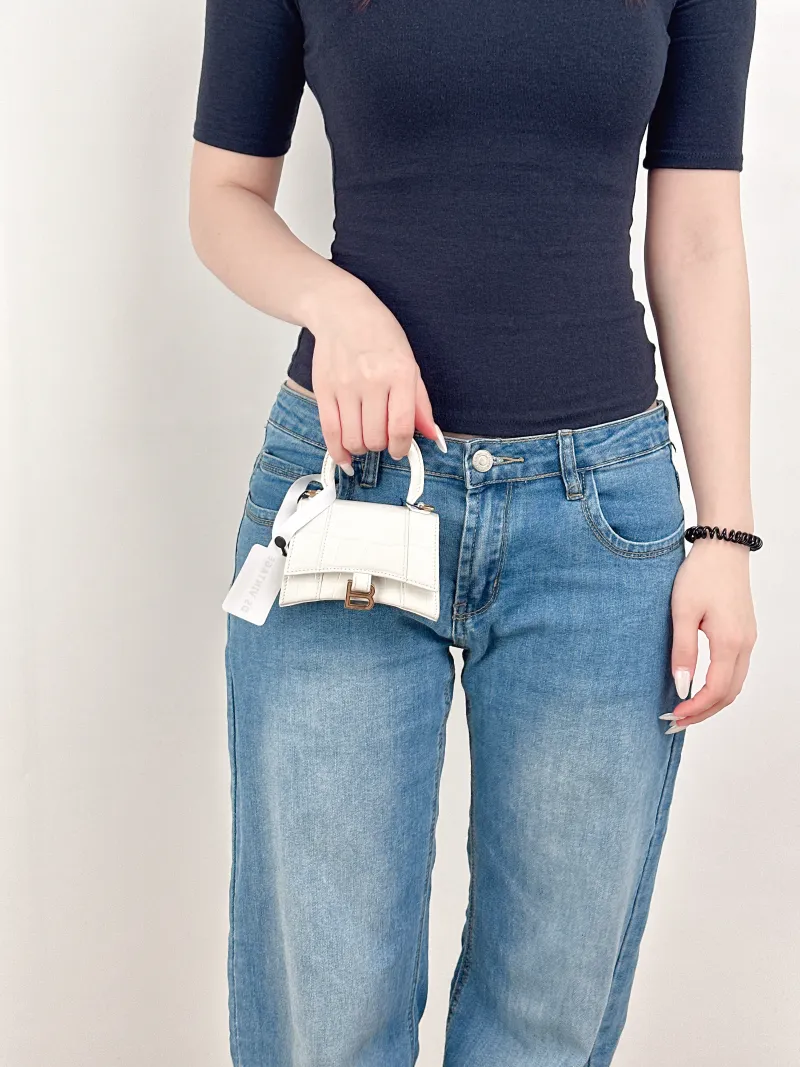 BALENCIAGA Crossbody Bag Hourglass Hourglass Bag White Calfskin Mini12 × 5.5 × 8 cm — on-model view 1 of 3