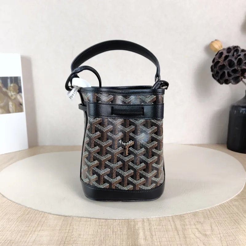 GOYARD Crossbody Bag Petit Flot Black ine Canvas Mini 12 × 10 × 17.5 cm — cover view 4 of 6
