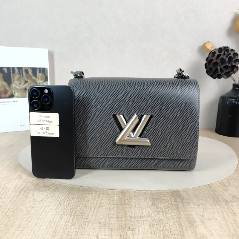 Louis Vuitton Crossbody Bag Twist Grey Calfskin Medium 23 × 9.5 × 17 cm — cover view 2 of 6