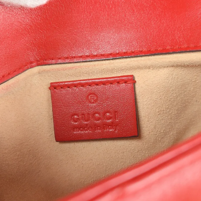 GUCCI Crossbody Bag GG Marmont Mini Marmont Mini Red Calfskin Mini 16.5 × 4.5 × 9.5 cm — detail view 6 of 13