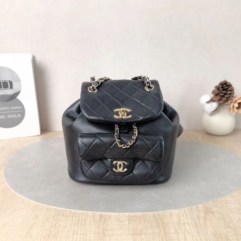 Chanel Backpack Duma Black Calfskin Small18 × 12 × 18.5 cm