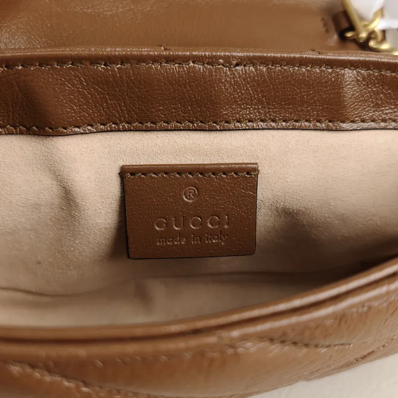 GUCCI Crossbody Bag GG Marmont Mini Marmont Mini Caramel Calfskin Mini 16.5 × 4.5 × 9.5 cm — detail view 3 of 11