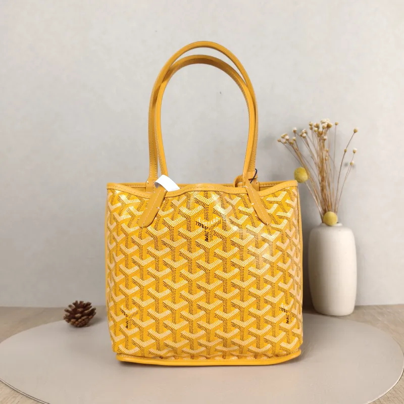 GOYARD Top Handle Bag ANJOU Shopping Tote Yellow PVC Mini 19.5 × 9 × 19.5 cm — cover view 4 of 5