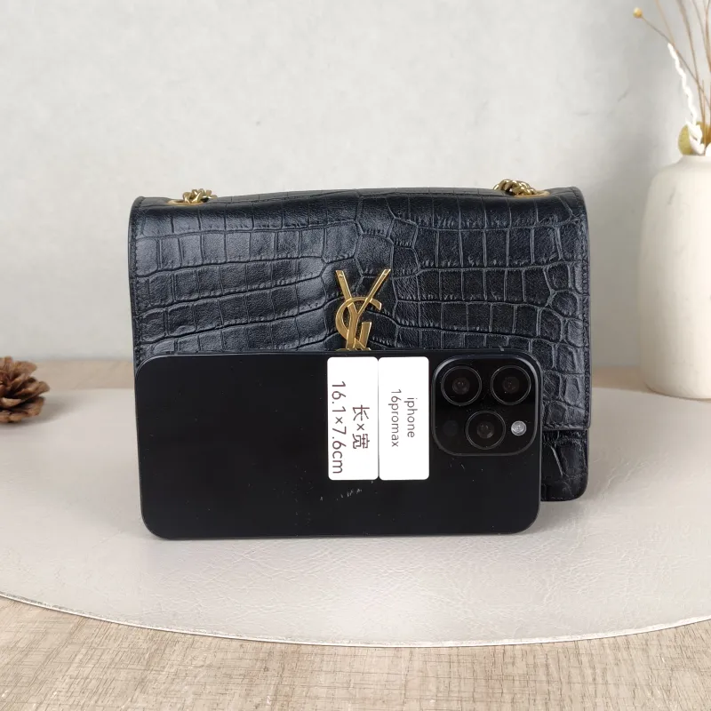 SAINT LAURENT Crossbody Bag SUNSET Black with Gold-Tone Hardware Calfskin Small19.5 × 8 × 14 cm — cover view 5 of 5