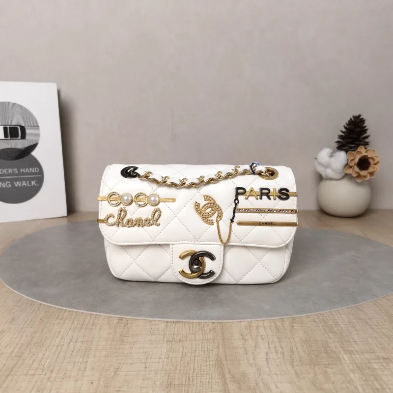 Chanel Crossbody Bagcf Collection Edition Crossbody Bag White Lambskinmini17 × 5 × 11 cm