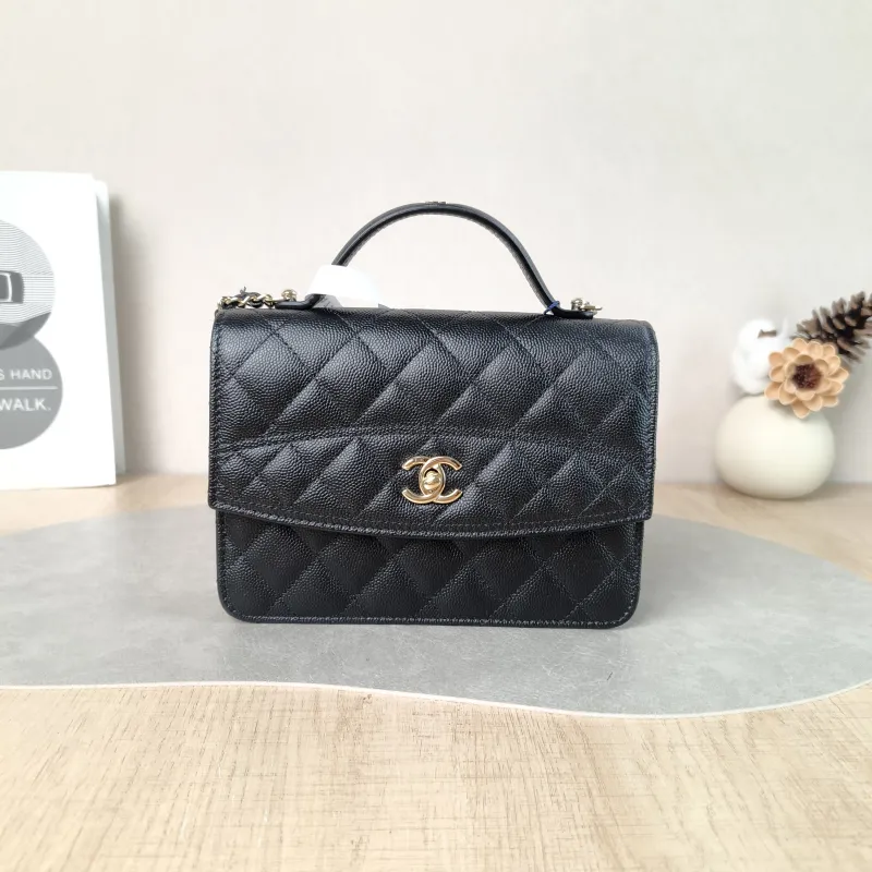 Chanel Backpack Backpack Black Grained Calfskin One Size 18.2 × 5 × 14 cm