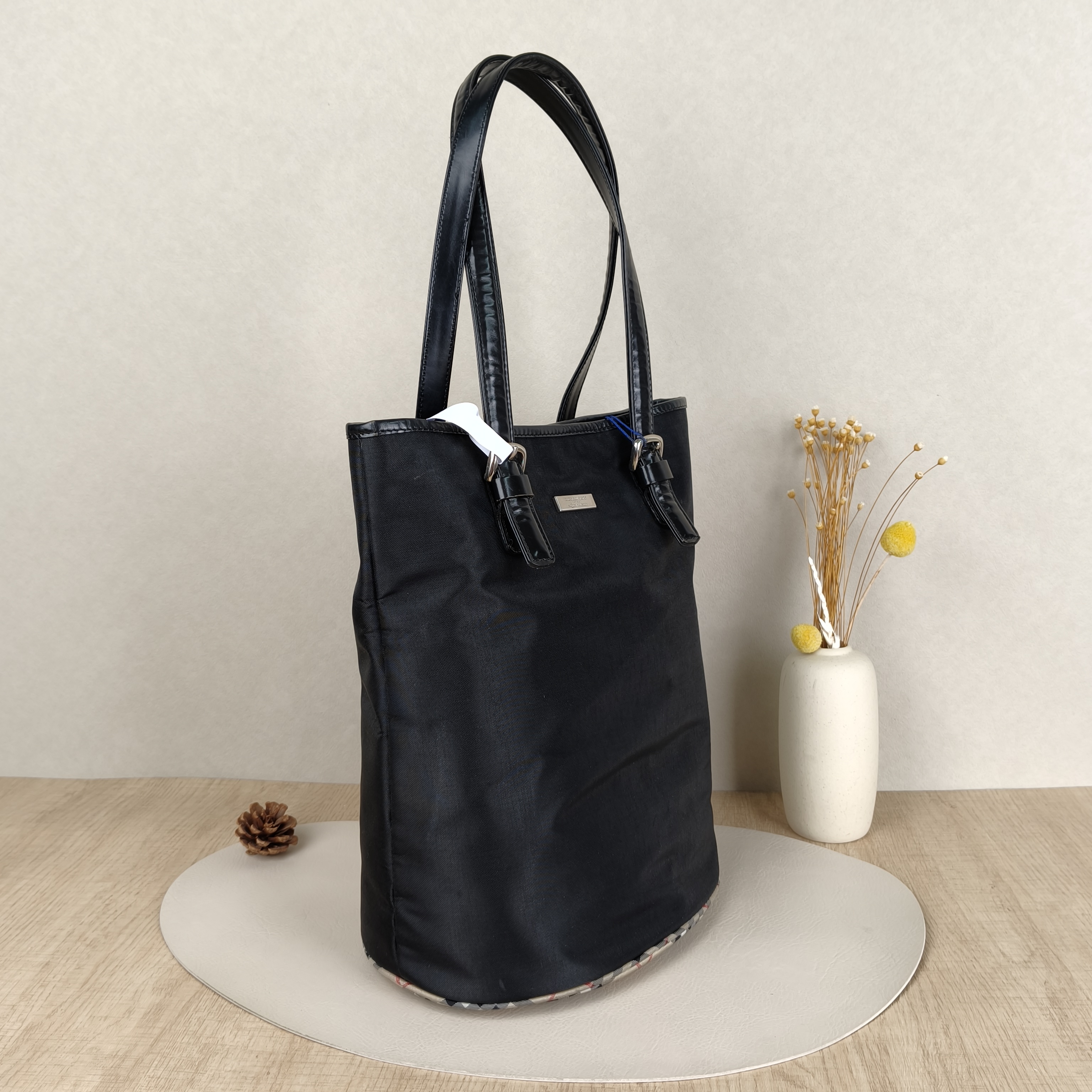 BURBERRY Top Handle Bag Tote Bag Black Nylon 27 × 19 × 32 cm — cover view 3 of 9