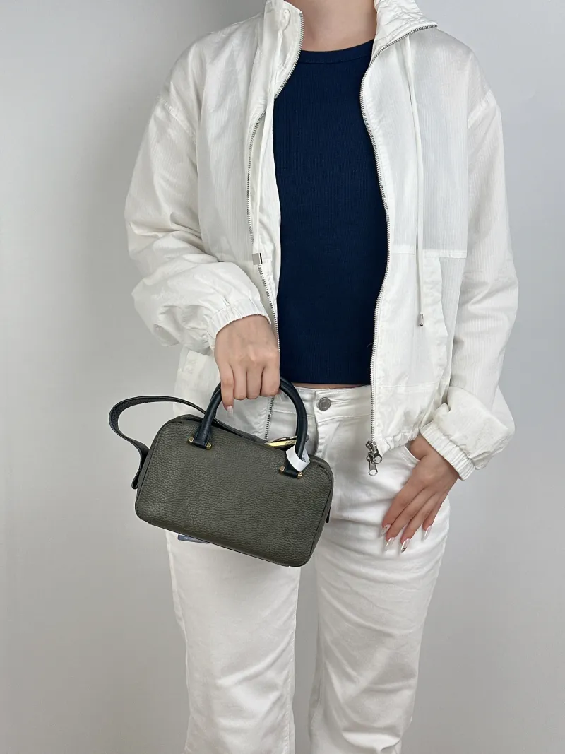 DELVAUX Top Handle Bag Cool Box Box Shoulder Bag Colorblock Calfskinmini21 × 11 × 13 cm — on-model view 3 of 3