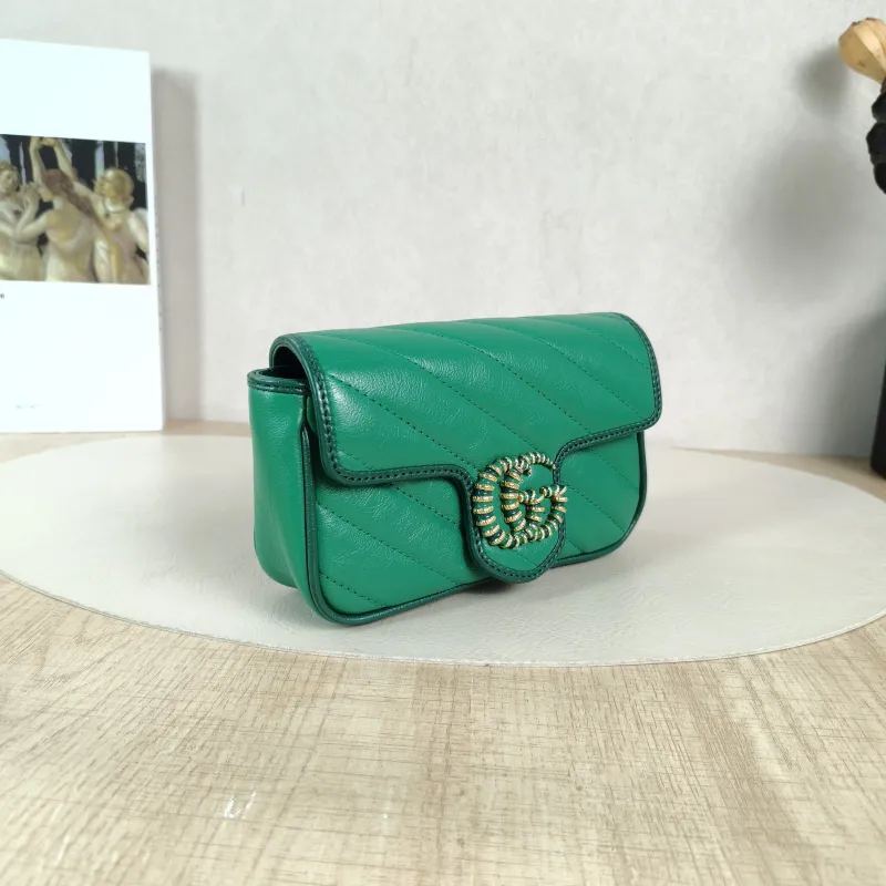 GUCCI Crossbody Bag GG Marmont Mini Marmont Mini Green Calfskinmini16.5 × 4.5 × 9.5 cm — cover view 6 of 6