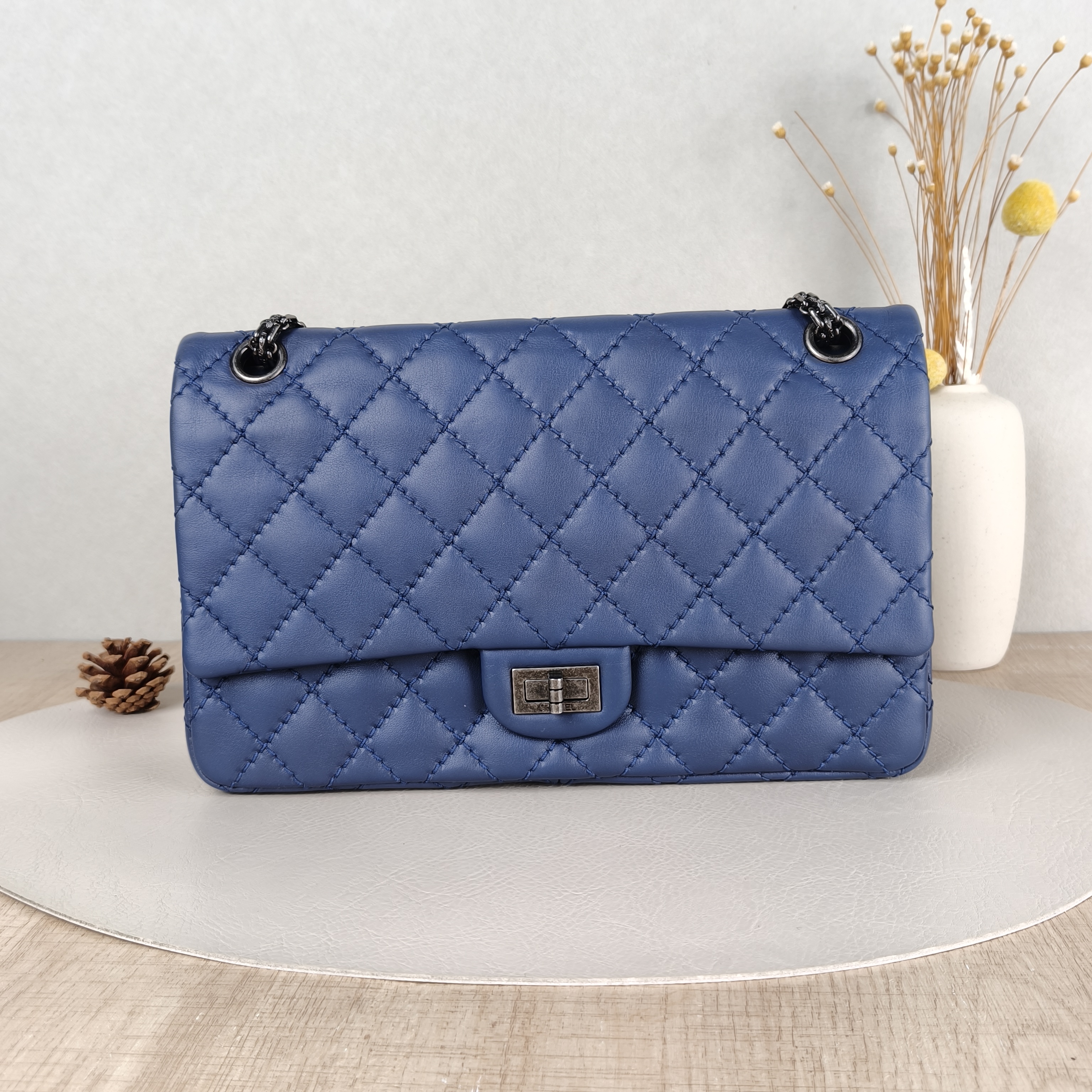 Chanel Crossbody Bag2.55 Grey Calfskin Medium28 × 7.5 × 19.5 cm