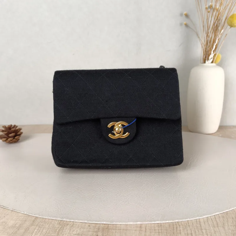 Chanel Crossbody Bag Classic Flap Mini CF Mini Black Canvas One Size 17 × 7 × 13.5 cm 0