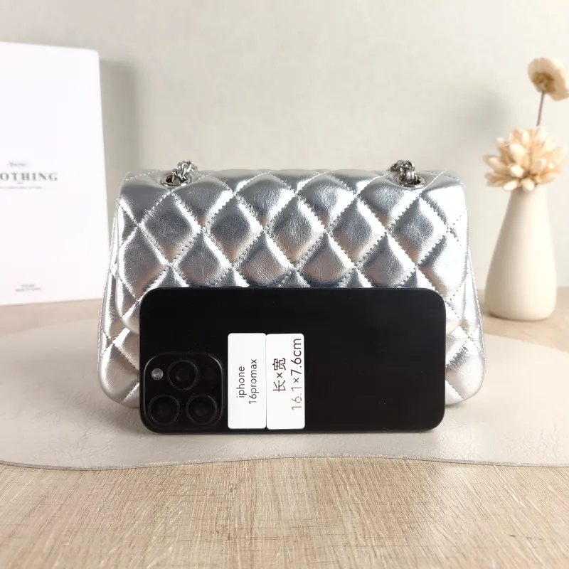 Chanel Crossbody Bag Crossbody Bag Silver Calfskin One Size 23 × 5.5 × 14 cm — cover view 5 of 5