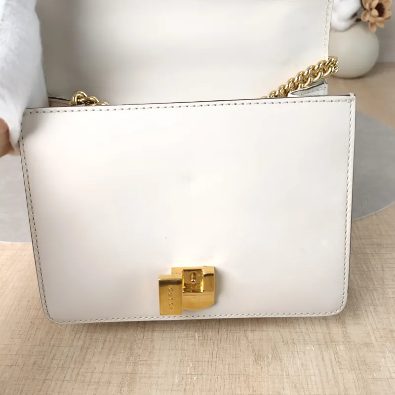 GUCCI Shoulder Bag Sylvie Shoulder Strap Edition White CC alfskin Mini 19 × 8 × 14 cm — detail view 6 of 12