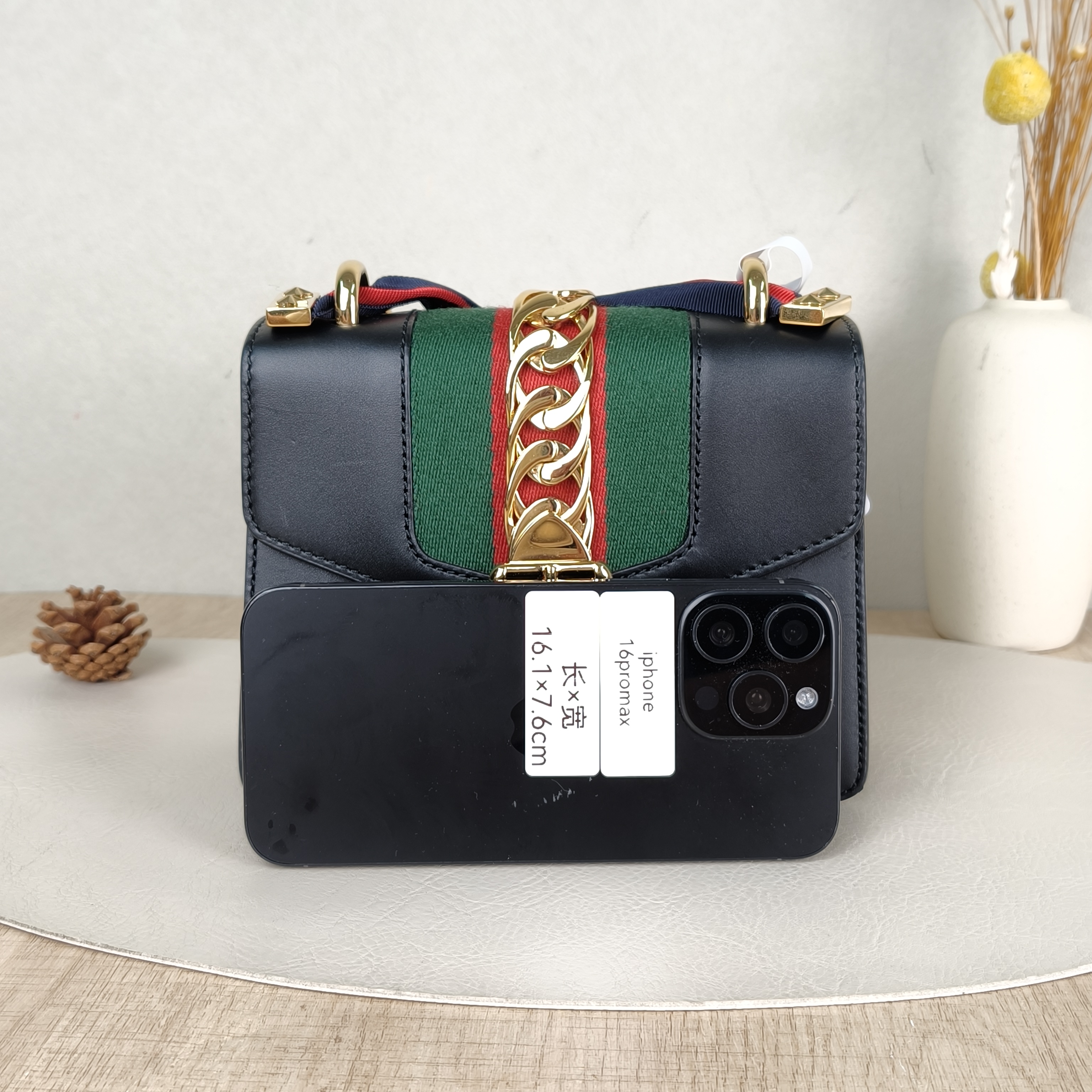 GUCCI Shoulder Bag Sylvie Shoulder Strap Edition Black CC alfskinmini19 × 8 × 14 cm — cover view 3 of 5