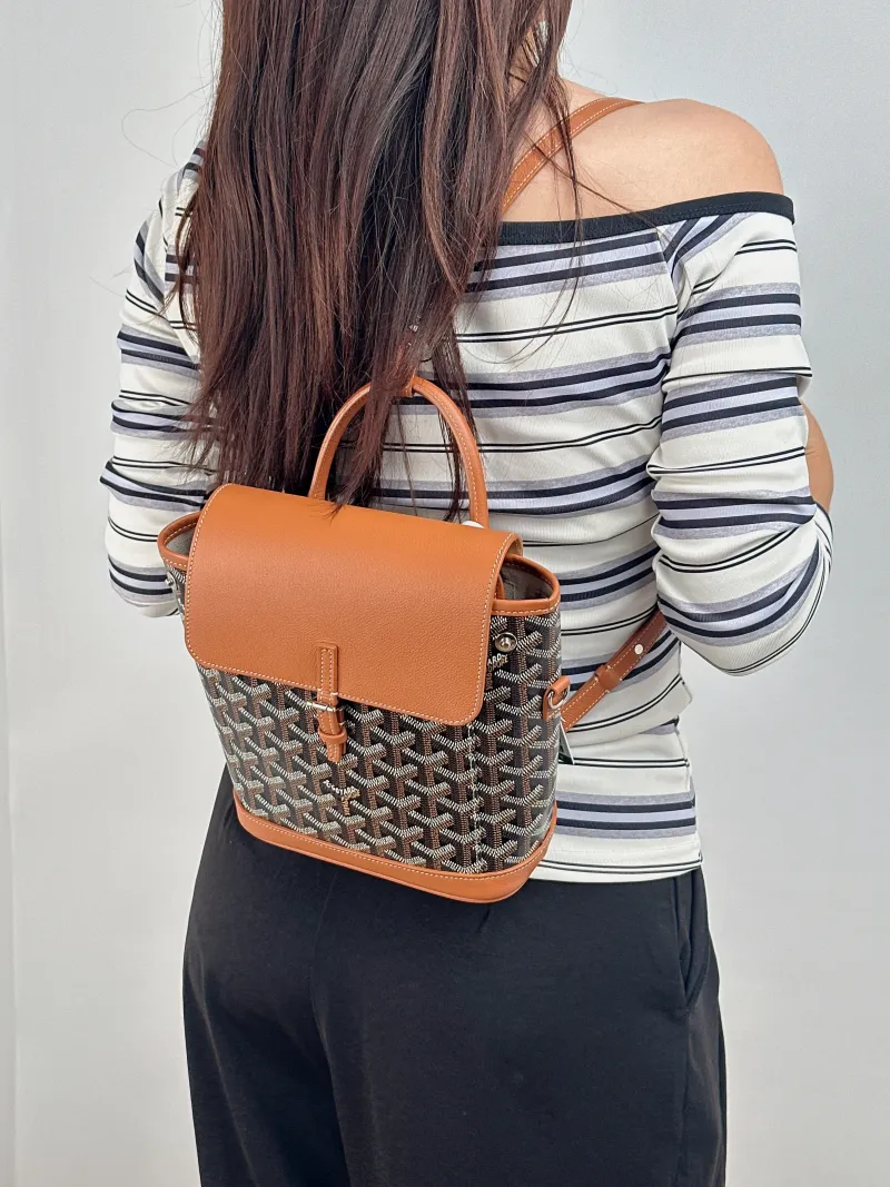 GOYARD Crossbody Bag ALPIN Backpack Brown ine Canvas Mini 19 × 9.5 × 23 cm — on-model view 3 of 3