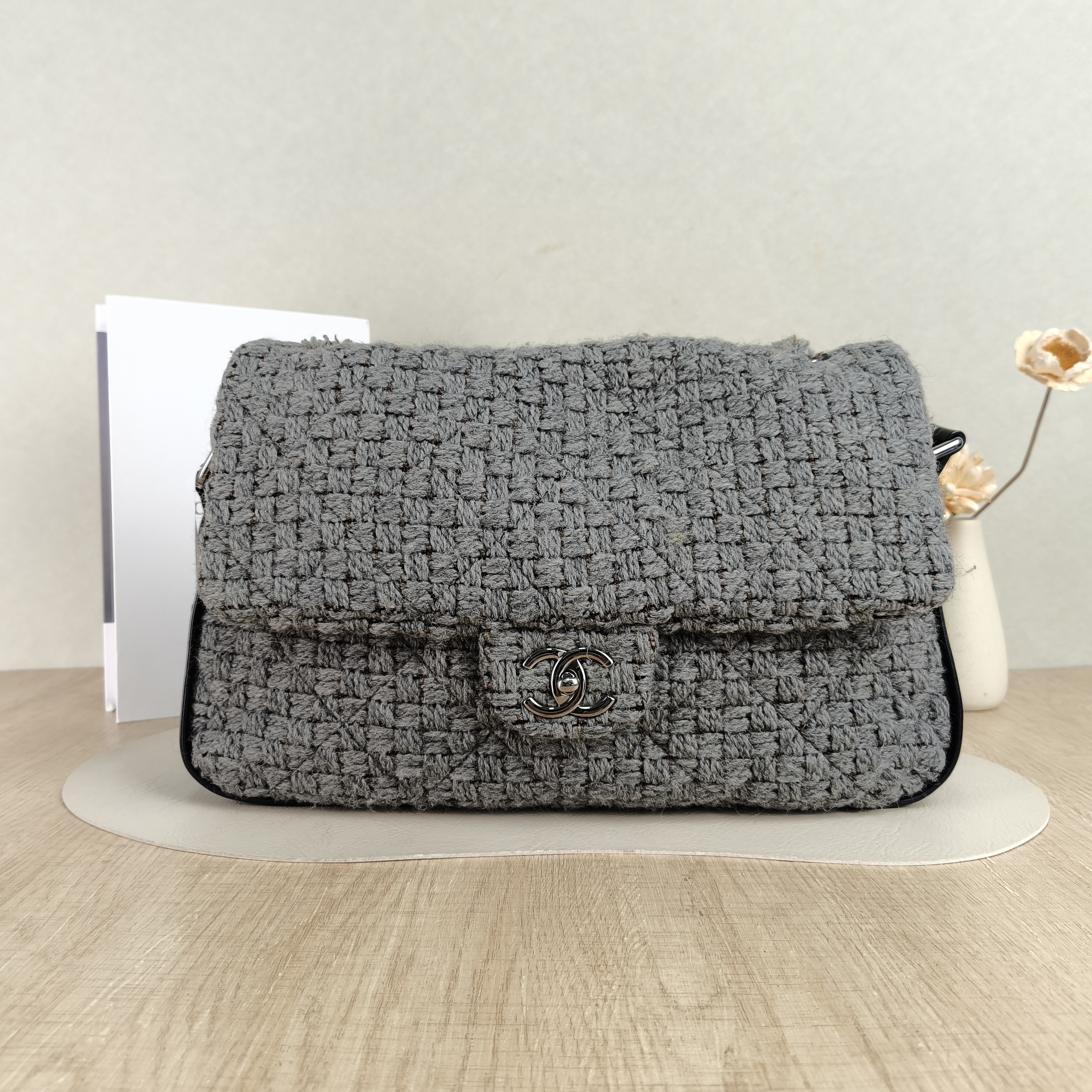 Chanel Crossbody Bagcf Collection Crossbody Bag Grey Large37 × 10 × 23 cm