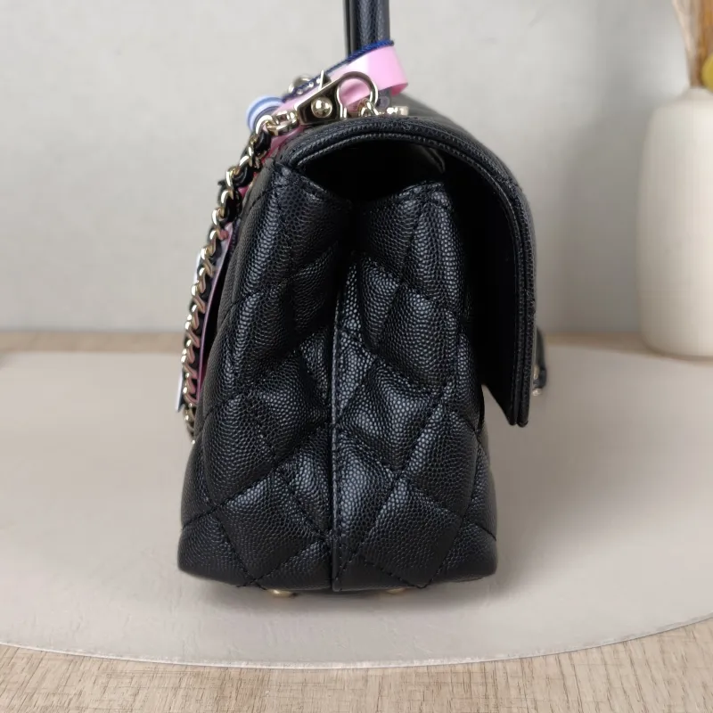 Chanel Top Handle Bag Coco Handle​ Black Grained Calfskin Small 24 × 10 × 14 cm — detail view 11 of 14