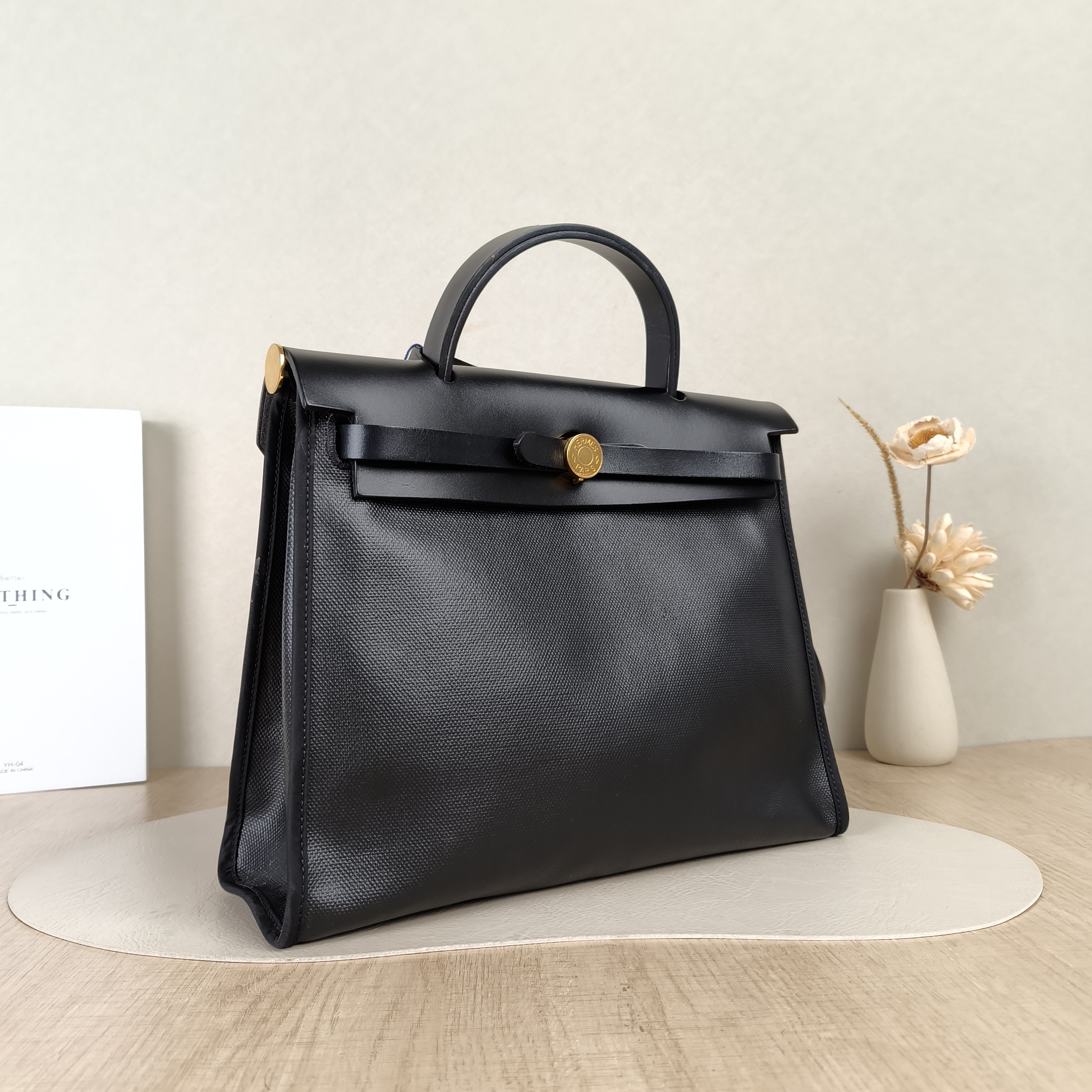 Hermès Crossbody Bag Herbag 31 Canvas Black · White Canvas Medium30.5 × 11 × 25.5 cm — cover view 2 of 5