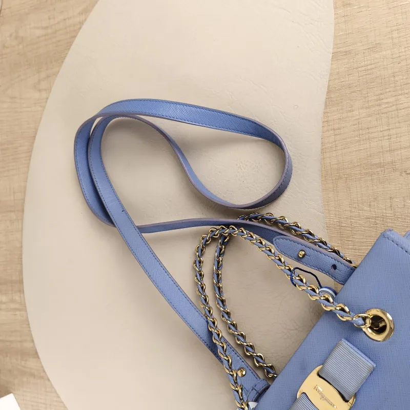 FERRAGAMO Shoulder Bag Tote Bag Blue Calfskin One Size20 × 14 × 20 cm — detail view 13 of 14