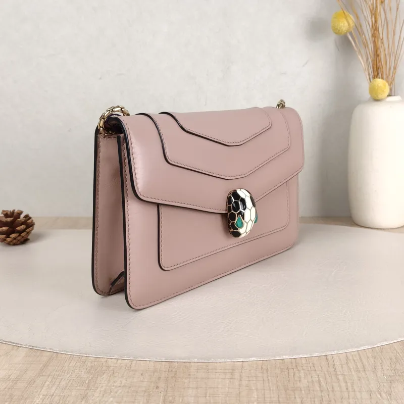 Bvlgari Shoulder Bag Serpenti Forever Collection Crossbody Bag Beige Calfskin One Size 22 × 5 × 14 cm — cover view 4 of 5
