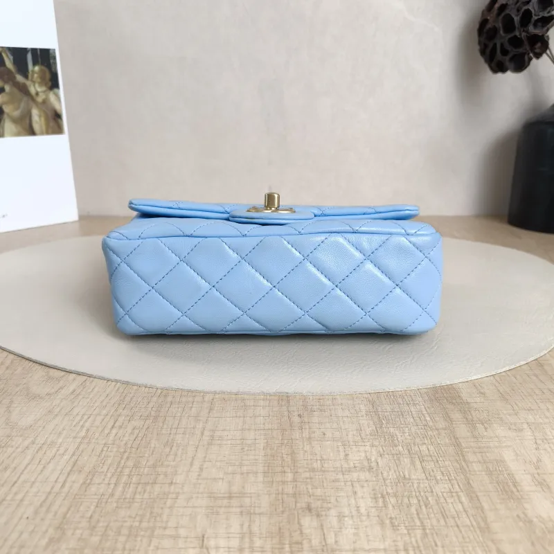 Chanel Crossbody Bag Classic Flap Large Mini CF Mini Blue Lambskin mini20 × 6 × 12 cm — cover view 2 of 10