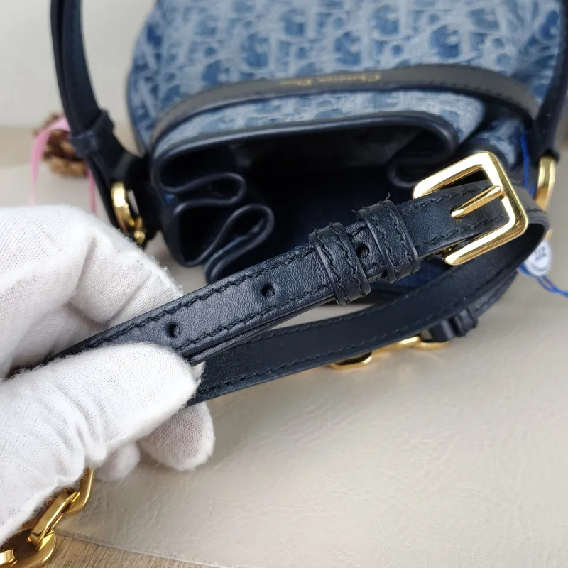 DIOR Shoulder Bag C'est bucket Bucket Bag Blue Canvas 24 × 10 × 25.5 cm — detail view 2 of 12
