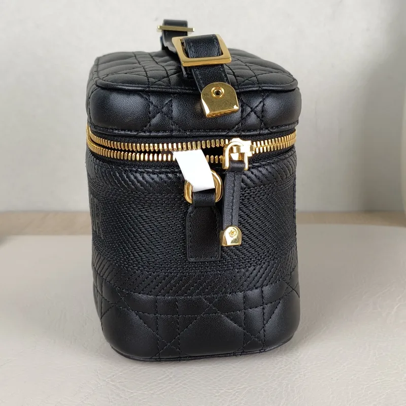 DIOR Top Handle Bag Travel Vanity Cosmetic Bag Black Lambskin18.5 × 10.5 × 13.5 cm — detail view 7 of 12