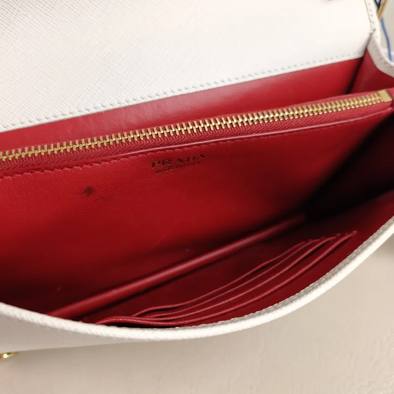 PRADA Crossbody Bag Crossbody Bag White Calfskin One Size 20 × 4 × 13 cm — detail view 12 of 13
