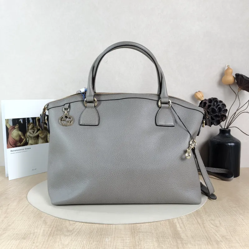 GUCCI Shoulder Bag Tote Bag Grey Calfskin One Size36 × 16 × 28 cm