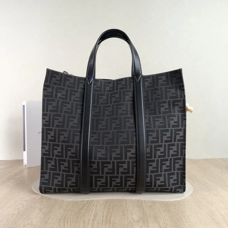FENDI Top Handle Bag FF Tote Bag Top Handle Bag Grey Canvas One Size 41 × 19 × 35 cm — cover view 2 of 4