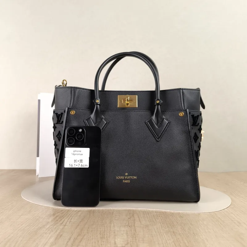 Louis Vuitton Top Handle Bag On My Side Black Calfskin Medium30.5 × 14 × 24.5 cm — cover view 5 of 5