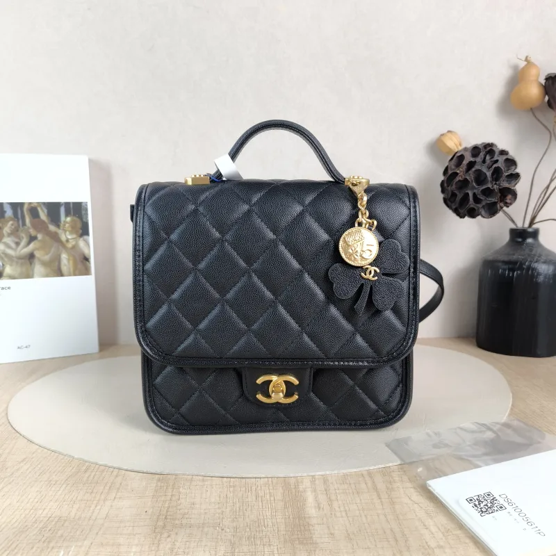 Chanel Backpack Backpack Black Grained Calfskin One Size 22 × 7 × 19.5 cm — cover view 6 of 6