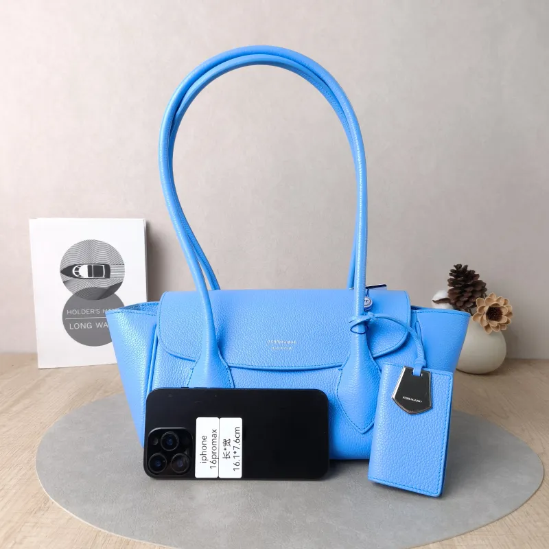 FERRAGAMO Shoulder Bag Shoulder Bag Blue Calfskin One Size25 × 12 × 17 cm — cover view 5 of 5