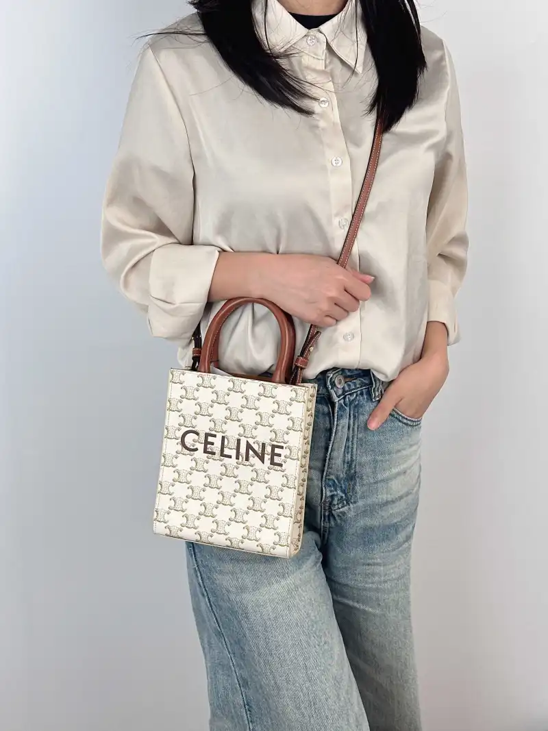 CELINE Crossbody Bag CABAS Mini White PVC Mini 17 × 4 × 20.5 cm — on-model view 1 of 3