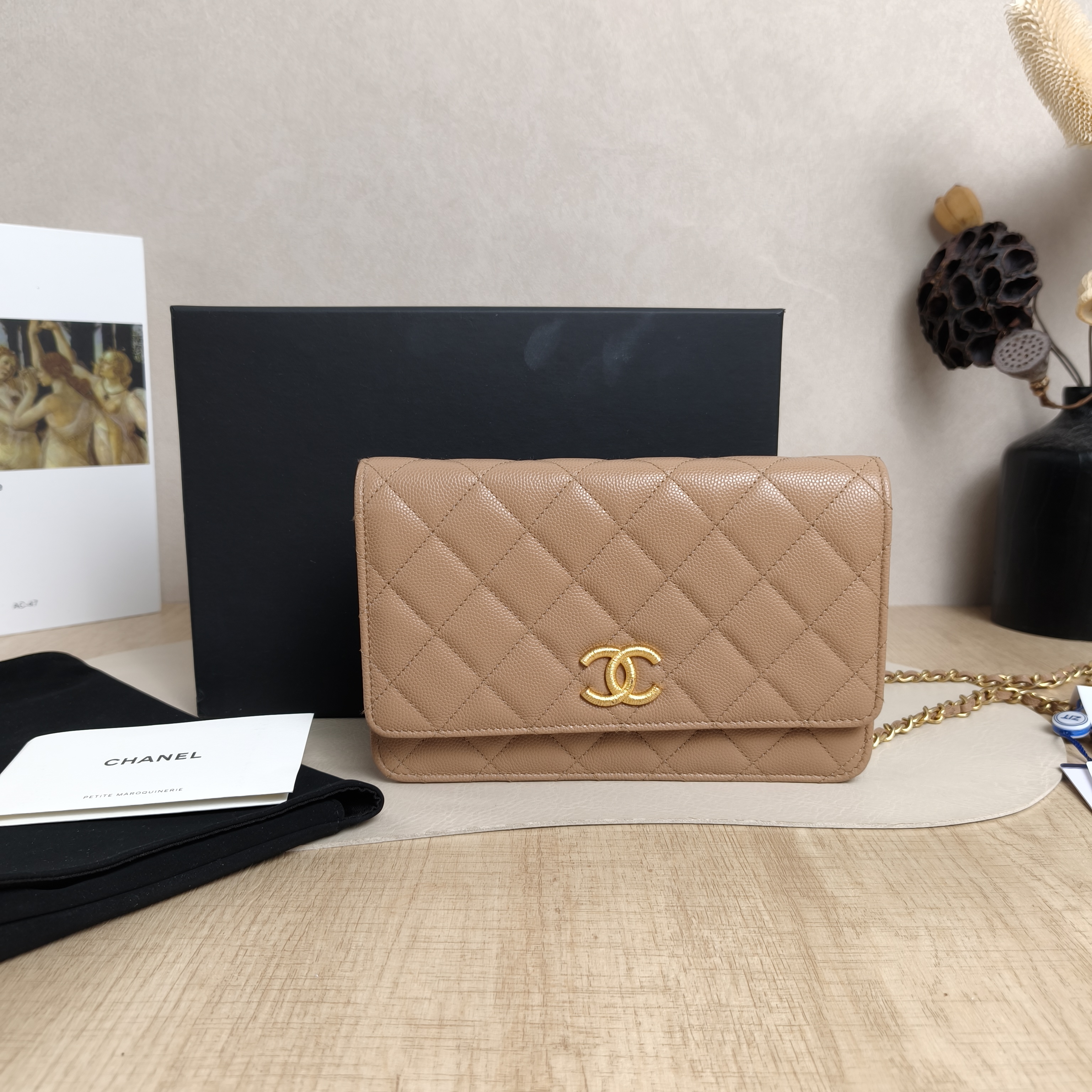 Chanel Crossbody Bag Edition cf woc Taupe Calfskin19.2 × 3.5 × 12.3 cm — cover view 5 of 6