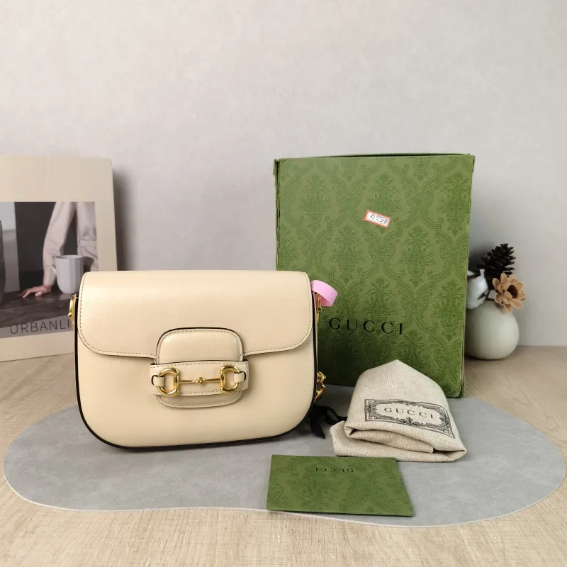 GUCCI Crossbody Bag Horsebit 1955 Horsebit Small Beige Calfskin Small 20.5 × 5 × 14.5 cm — cover view 3 of 6