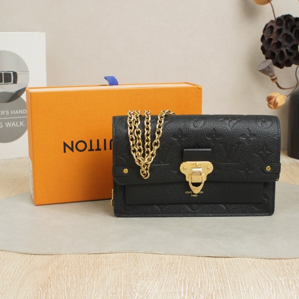 Louis Vuitton Crossbody Bag Black with Gold-Tone Hardware Calfskinmini