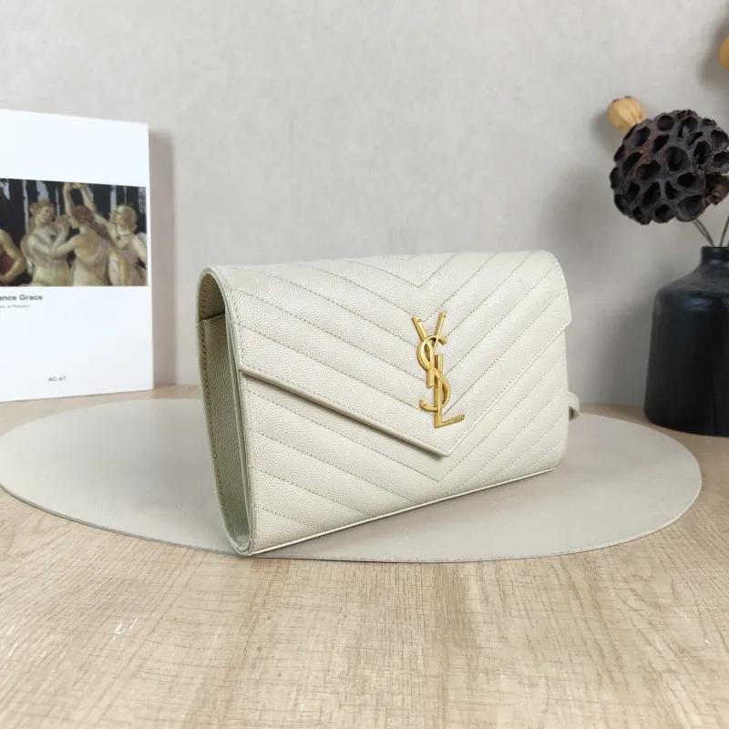 SAINT LAURENT Crossbody Bag CASSANDRE ENVELOPE White Calfskin 22.5 × 4 × 14 cm — cover view 2 of 5