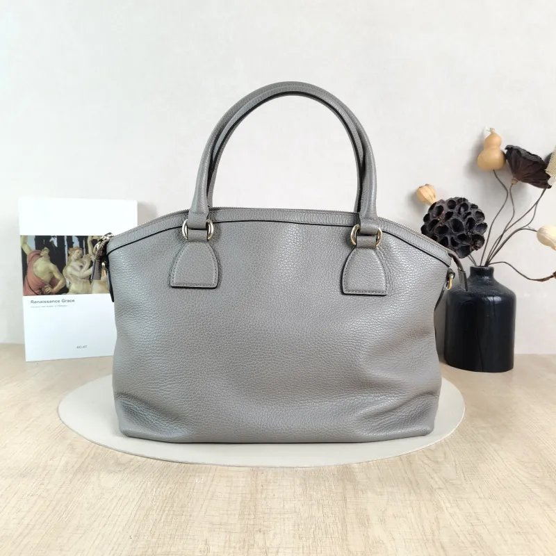 GUCCI Shoulder Bag Tote Bag Grey Calfskin One Size 33 × 14 × 25 cm — cover view 2 of 6