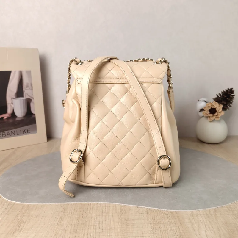 Chanel Backpack Duma Taupe Calfskin Large 21 × 13 × 23 cm — cover view 4 of 6