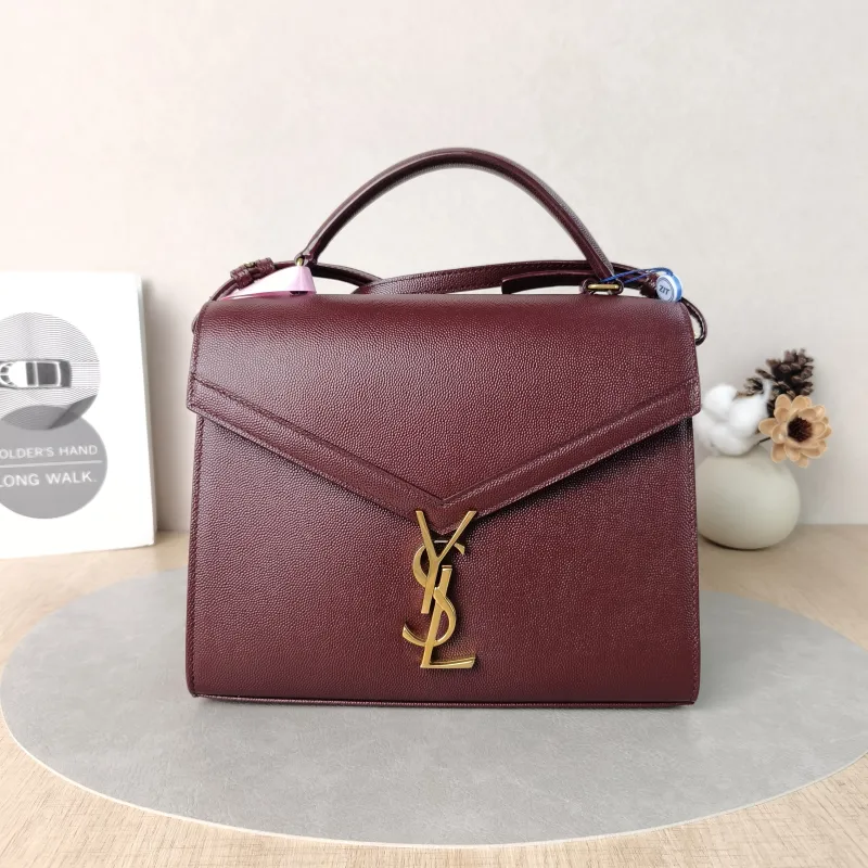 SAINT LAURENT Shoulder Bag Cassandra Shoulder Bag Burgundy Calfskin Medium24.5 × 11.5 × 20 cm