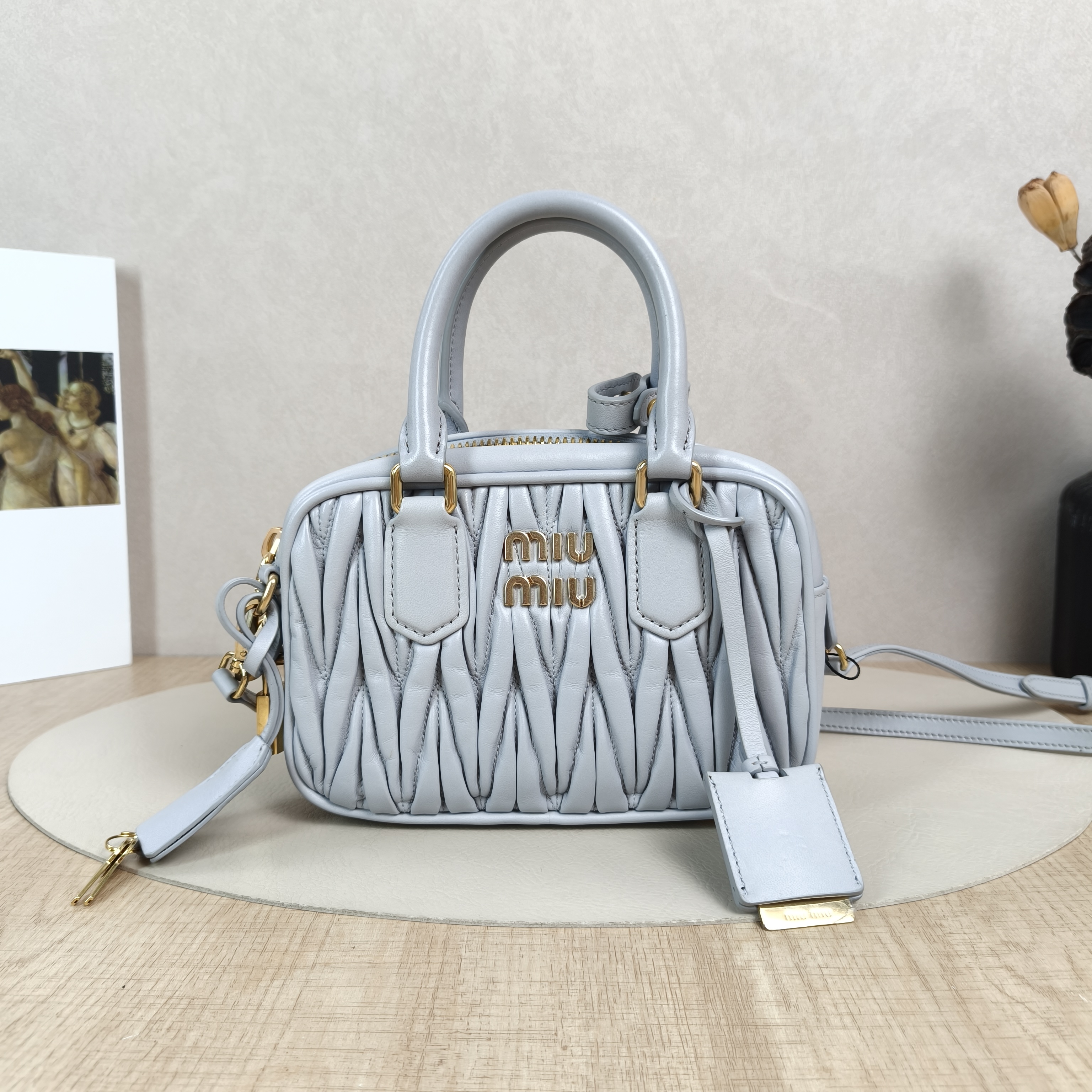 Miumiu Top Handle Bag Arcadie MatelasséCollection Edition Grey Lambskin Small19 × 6 × 13 cm — cover view 1 of 5