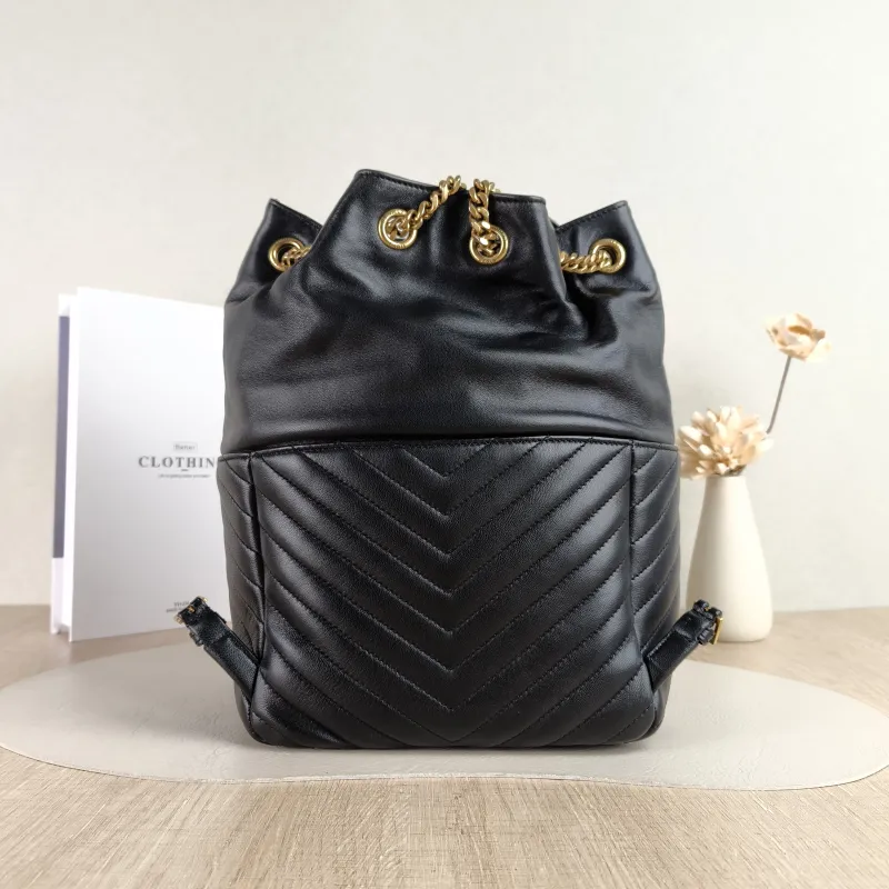 SAINT LAURENT Backpack Joe Backpack Black Lambskin One Size 22 × 15 × 29 cm — cover view 4 of 5
