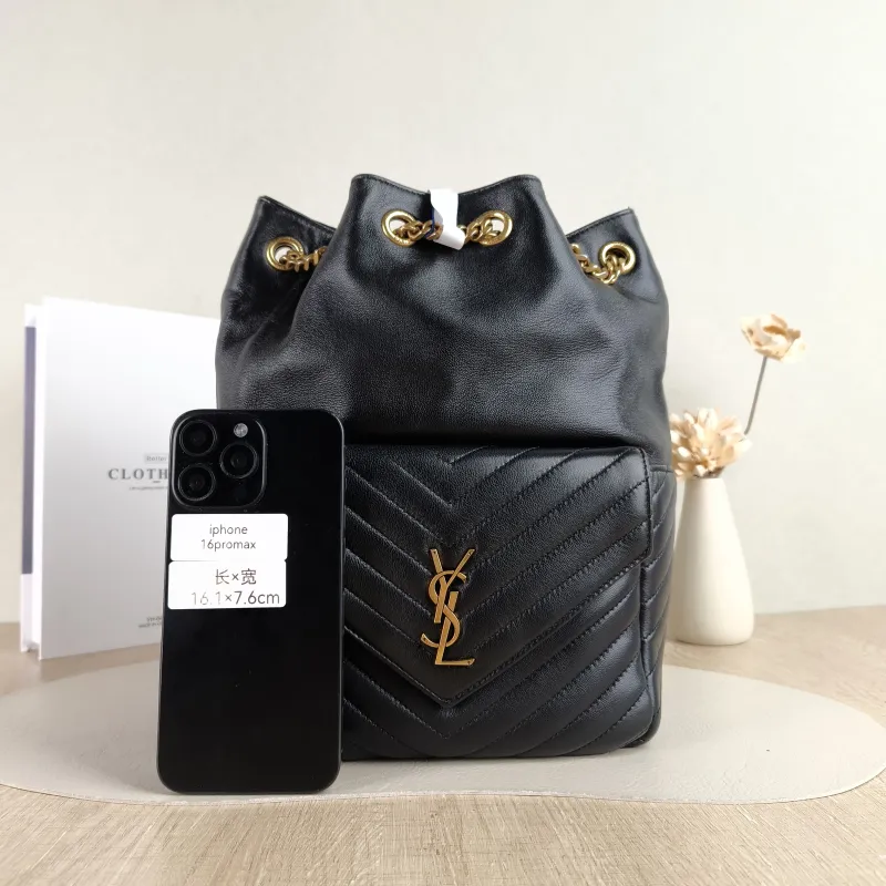 SAINT LAURENT Backpack Joe Backpack Black Lambskin One Size 22 × 15 × 29 cm — cover view 3 of 5
