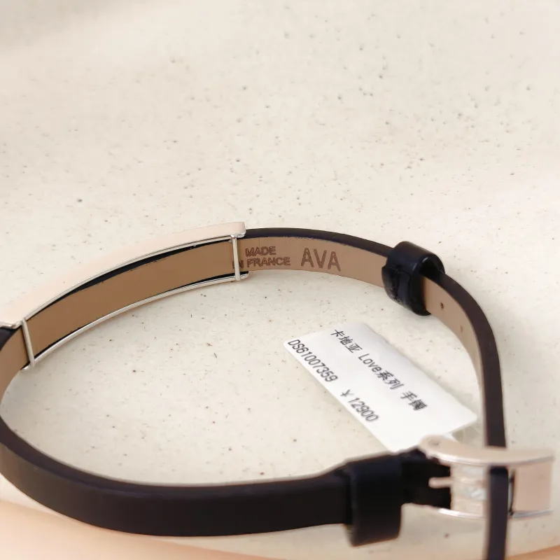 CARTIER Bangle Love Collection Bangle Black Calfskin Diamond18KW hite Gold One Size 21cm — cover view 7 of 12
