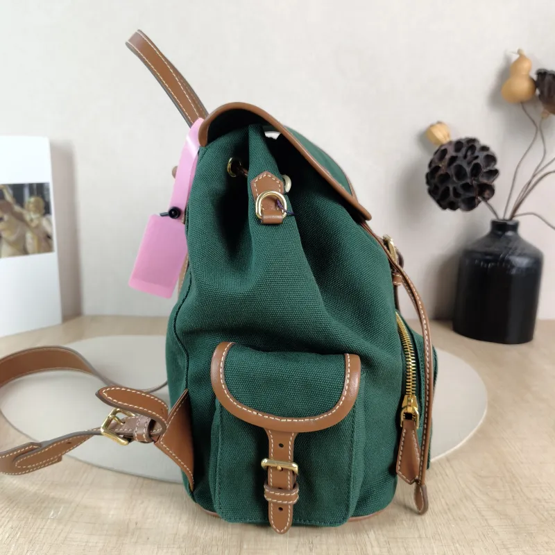 Miumiu Backpack Backpack Green Canvas Large 25 × 12.5 × 29.5 cm — detail view 3 of 12
