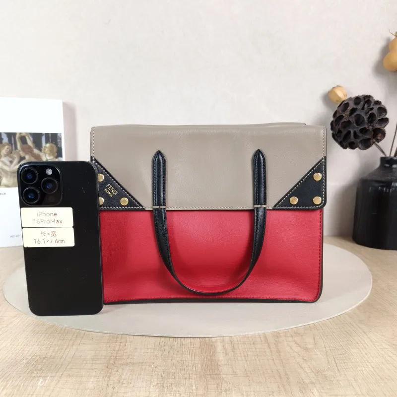 FENDI Crossbody Bag Top Handle Shoulder Crossbody Bag Colorblock Calfskin One Size 25 × 12 × 19.5 cm — cover view 2 of 5