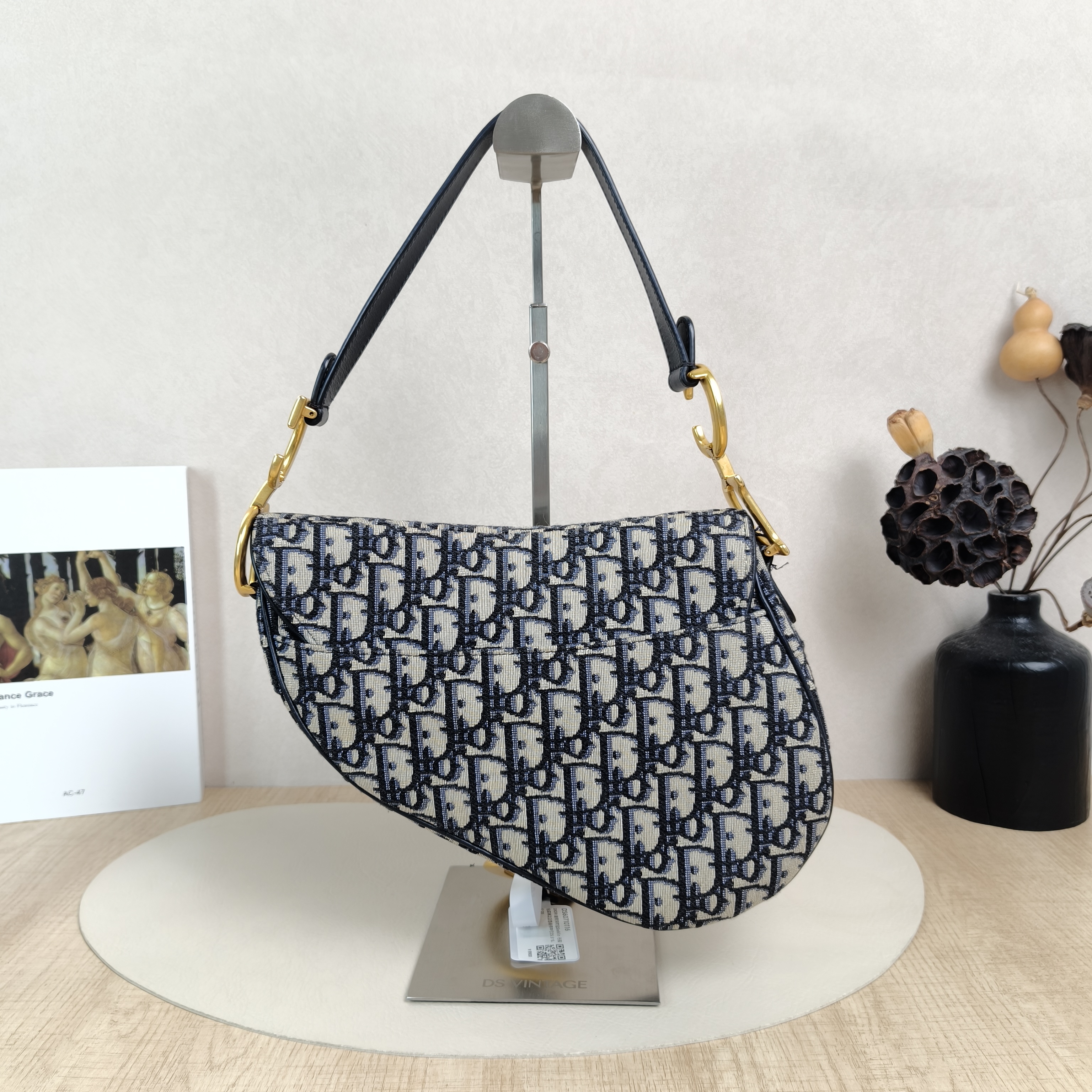 DIOR Crossbody Bag Saddle Shoulder Strap Edition Blue Canvas Medium25.5 × 6.5 × 20 cm — cover view 2 of 6